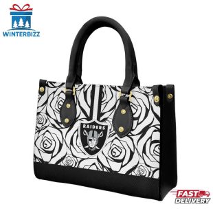 Las Vegas Raiders Rose Pattern NFL Leather Handbag