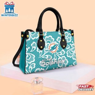 Miami Dolphins Floral NFL Leather Handbag