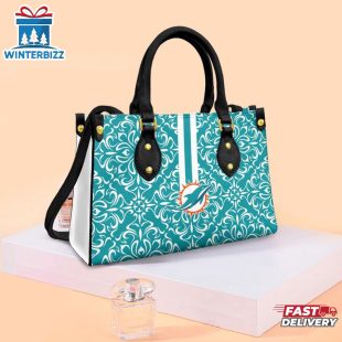 Miami Dolphins Flower Pattern Limited Edition NFL Leather Handbag