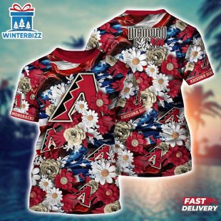 MLB Arizona Diamondbacks All Over Print T-Shirt Tropical Tranquility Bloom For Fans Sports