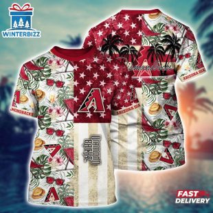 MLB Arizona Diamondbacks All Over Print T-Shirt Tropical Triumph Threads For Fans Sports