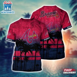 MLB Atlanta Braves All Over Print T-Shirt Casual Style For Fans Sports