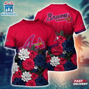 MLB Atlanta Braves All Over Print T-Shirt Floral Vibes For Fans Sports