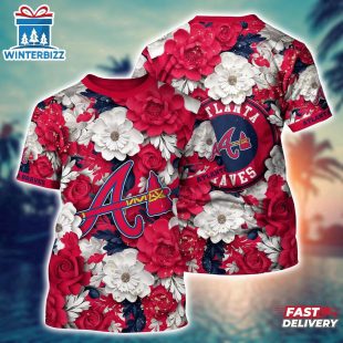 MLB Atlanta Braves All Over Print T-Shirt Flower Tropical For Sports Enthusiasts
