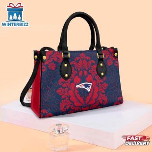 New England Patriots Flower Pattern NFL Leather Handbag
