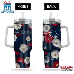 New England Patriots Flowers Pattern NFL Tumbler 40Oz
