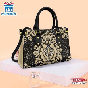 New Orleans Saints Flower Pattern NFL Leather Handbag