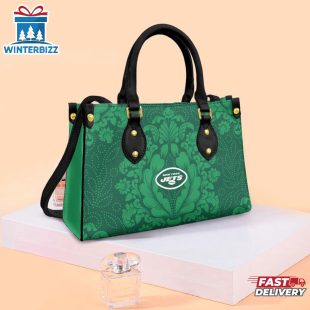 New York Jets Flower Pattern NFL Leather Handbag