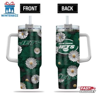 New York Jets Flowers Pattern NFL Tumbler 40Oz
