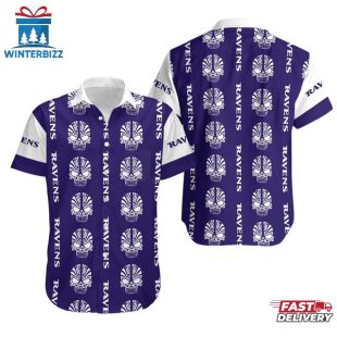 NFL Baltimore Ravens Mystery Skull Pattern Hawaiian Shirt