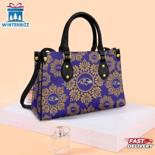 NFL Baltimore Ravens Ornamental Round Pattern Leather Handbag