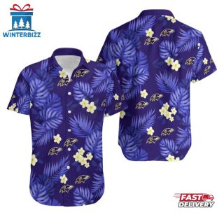 NFL Baltimore Ravens Tropical Pattern 3D Hawaiian Shirt