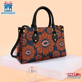 NFL Chicago Bears Ornamental Round Pattern Leather Handbag