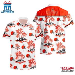 NFL Cleveland Browns Team Tree Pattern Hawaiian Shirt