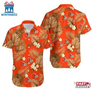 NFL Cleveland Browns Tropical Pattern 3D Hawaiian Shirt
