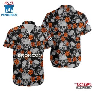 NFL Denver Broncos Roses And Skull Pattern Hawaiian Shirt