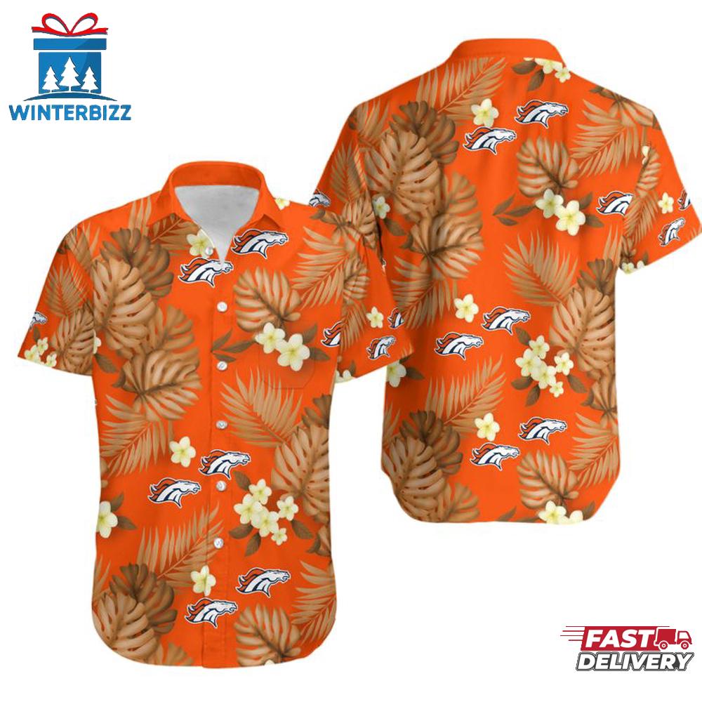NFL Denver Broncos Tropical Pattern 3D Hawaiian Shirt NFL Denver Broncos Tropical Pattern 3D Hawaiian Shirt