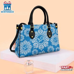 NFL Detroit Lions Ornamental Round Pattern Leather Handbag