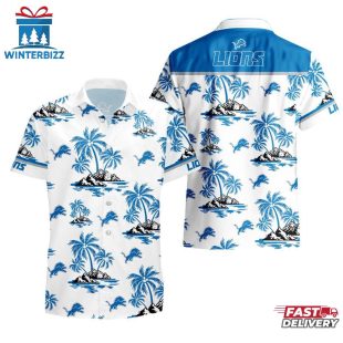 NFL Detroit Lions Team Tree Pattern Hawaiian Shirt