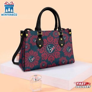 NFL Houston Texans Ornamental Round Pattern Leather Handbag