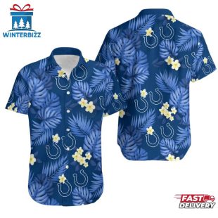 NFL Indianapolis Colts Tropical Pattern 3D Hawaiian Shirt