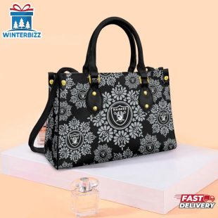 NFL Las Vegas Raiders Ornamental Round Pattern Leather Handbag