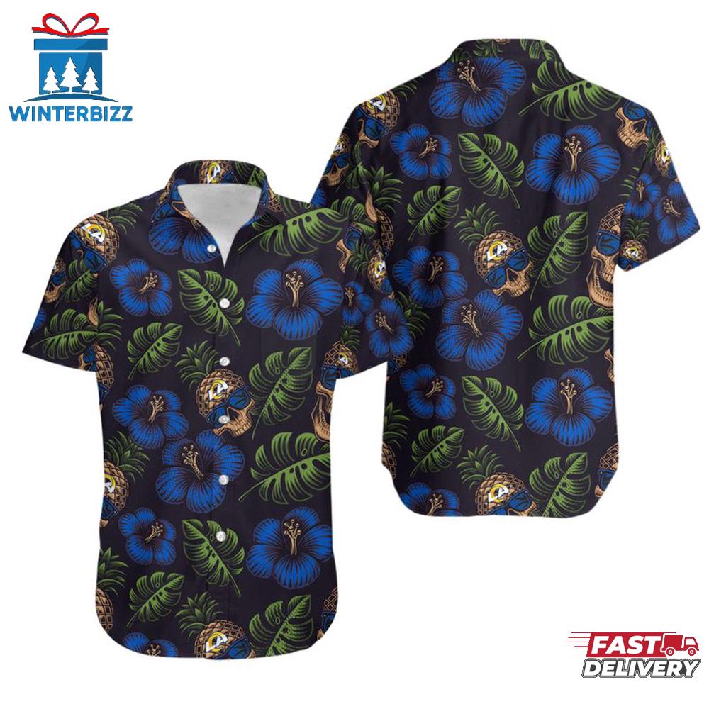 NFL Los Angeles Rams Pinapple Skull Pattern Hawaiian Shirt NFL Los Angeles Rams Pinapple Skull Pattern Hawaiian Shirt