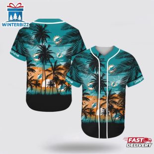 NFL Miami Dolphins All Over Print Baseball Jersey Shirt