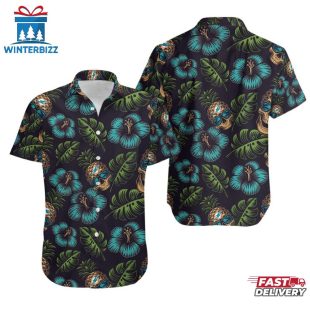 NFL Miami Dolphins Pinapple Skull Pattern Hawaiian Shirt