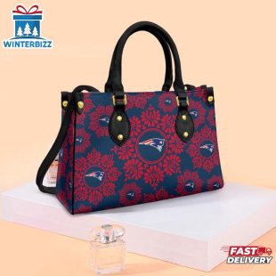 NFL New England Patriots Ornamental Round Pattern Leather Handbag