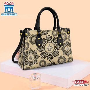 NFL New Orleans Saints Ornamental Round Pattern Leather Handbag