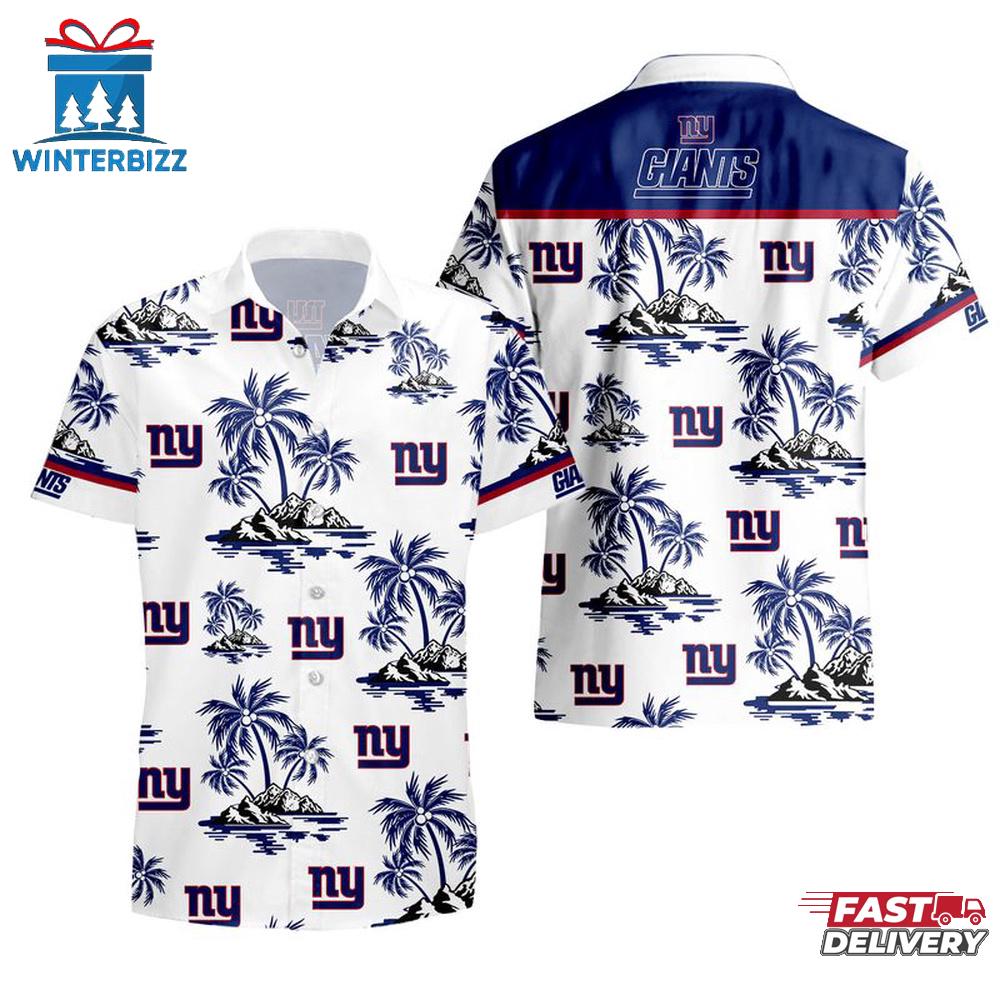 NFL New York Giants Team Tree Pattern Hawaiian Shirt NFL New York Giants Team Tree Pattern Hawaiian Shirt