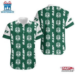 NFL New York Jets Mystery Skull Pattern Hawaiian Shirt