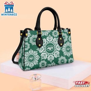 NFL New York Jets Ornamental Round Pattern Leather Handbag