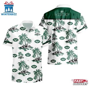 NFL New York Jets Team Tree Pattern Hawaiian Shirt