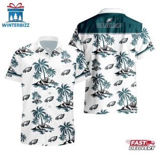 NFL Philadelphia Eagles Team Tree Pattern Hawaiian Shirt