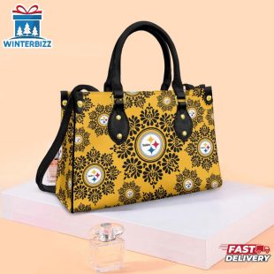 NFL Pittsburgh Steelers Ornamental Round Pattern Leather Handbag
