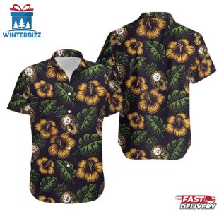 NFL Pittsburgh Steelers Pinapple Skull Pattern Hawaiian Shirt