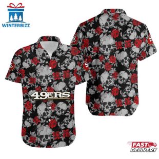 NFL San Francisco 49ers Roses And Skull Pattern Hawaiian Shirt