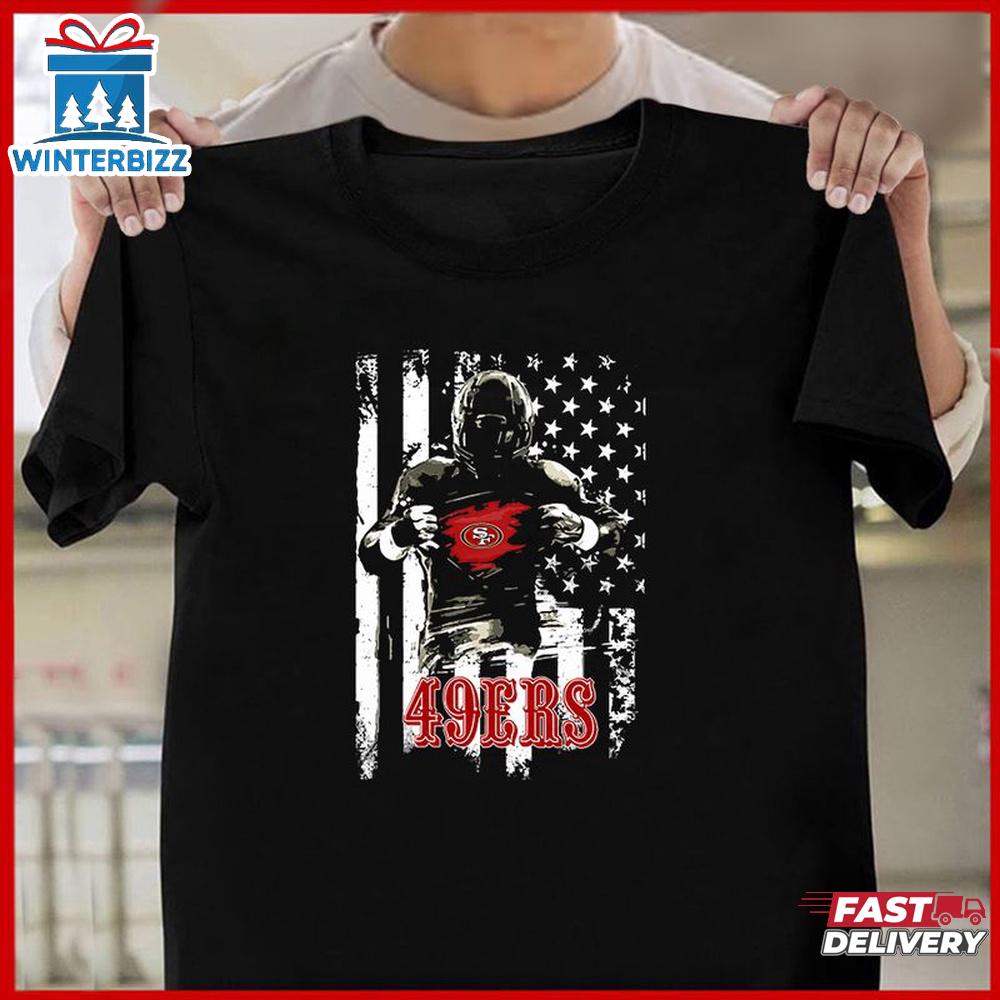 NFL San Francisco 49ers USA Flag Player's Unisex T-Shirt NFL San Francisco 49ers USA Flag Player's Unisex T-Shirt