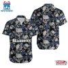 NFL Seattle Seahawks Roses And Skull Pattern Hawaiian Shirt