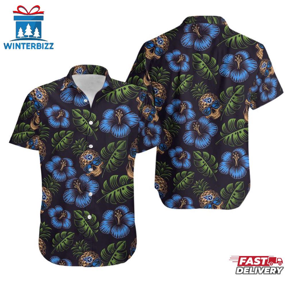 NFL Tennessee Titans Pinapple Skull Pattern Hawaiian Shirt NFL Tennessee Titans Pinapple Skull Pattern Hawaiian Shirt