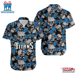NFL Tennessee Titans Roses And Skull Pattern Hawaiian Shirt