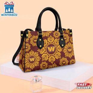NFL Washington Commanders Ornamental Round Pattern Leather Handbag