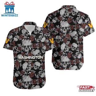 NFL Washington Football Team Roses And Skull Pattern Hawaiian Shirt
