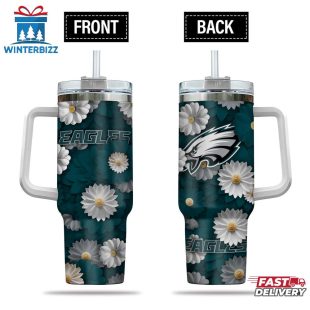 Philadelphia Eagles Flowers Pattern NFL Tumbler 40Oz