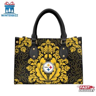Pittsburgh Steelers Flower Pattern NFL Leather Handbag