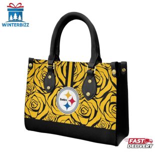 Pittsburgh Steelers Rose Pattern NFL Leather Handbag