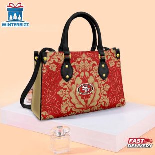 San Francisco 49ers Flower Pattern NFL Leather Handbag