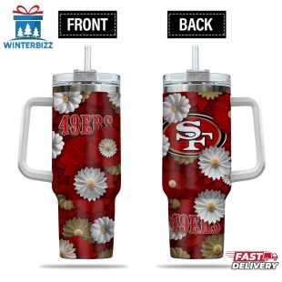 San Francisco 49ers Flowers Pattern NFL Tumbler 40Oz